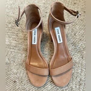 Steve Madden Tan Ankle Strap Block Heels